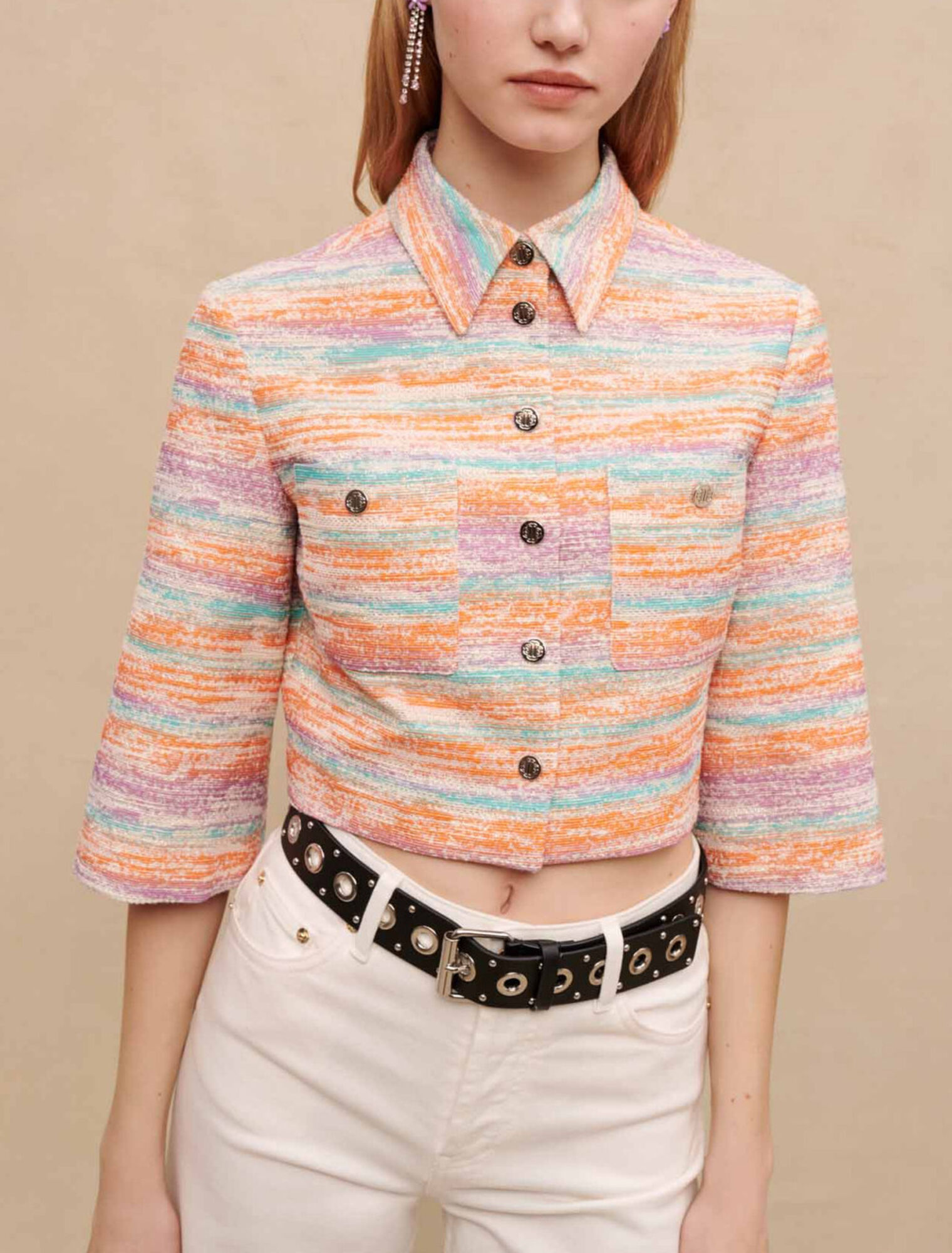 Veste courte en tweed brillant