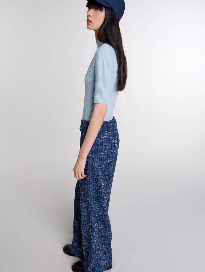 Pantalon large en tweed