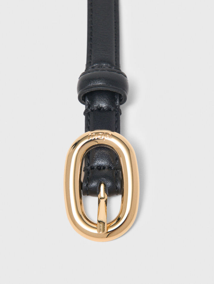 Ceinture cuir fine &agrave; boucle ovale