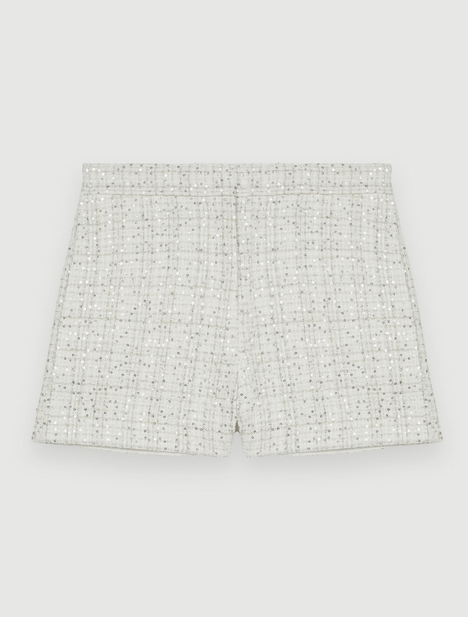 Short en tweed écru à sequins