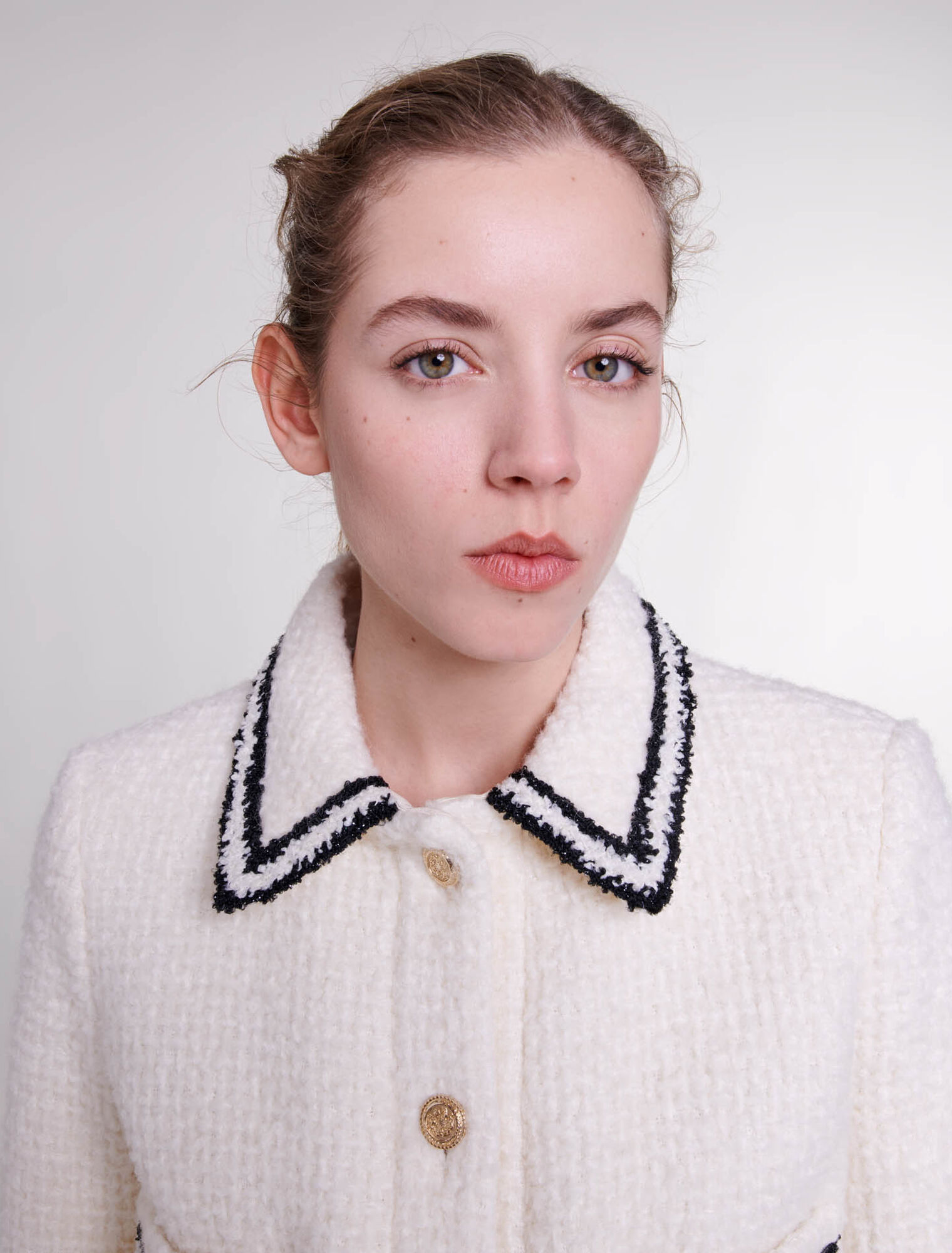Blouson façon tweed contrasté
