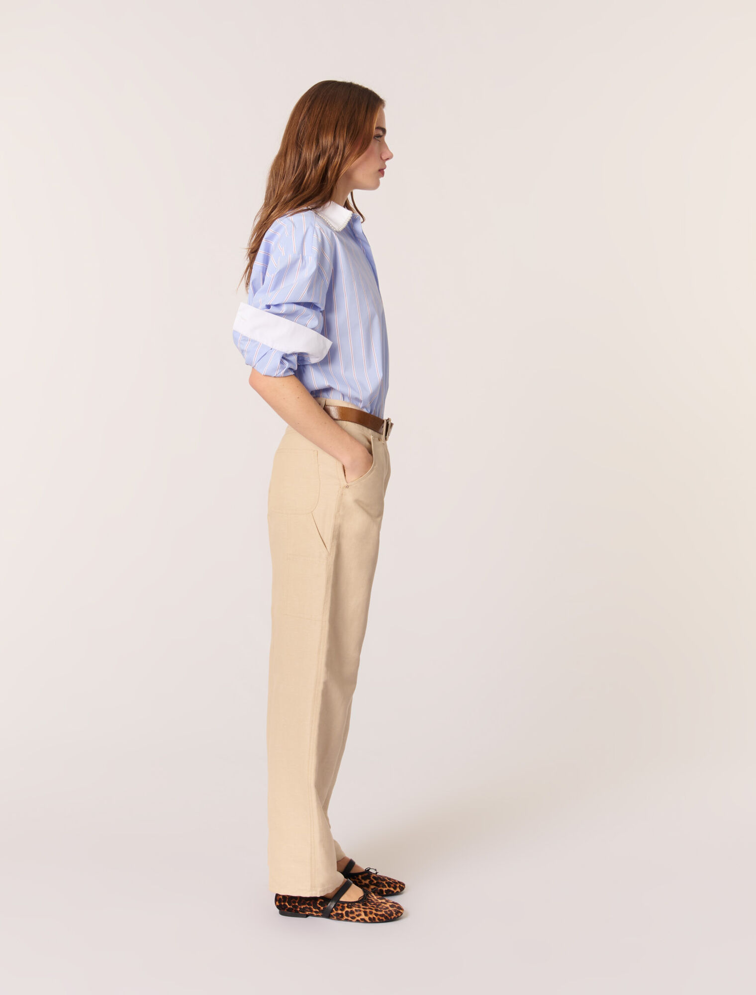 Pantalon tailleur en lin et coton