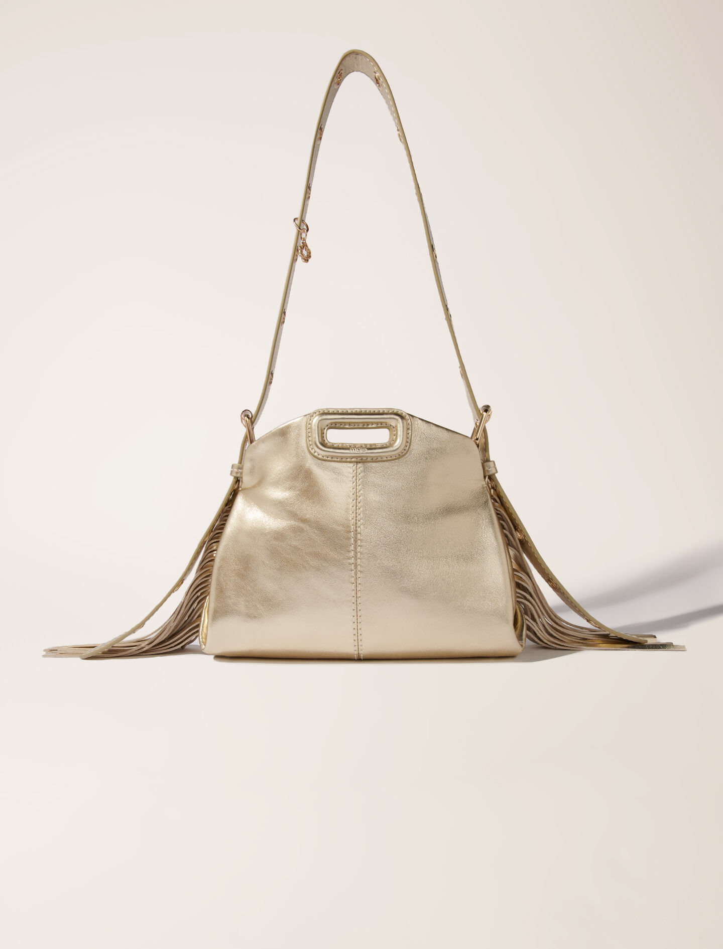 maje Sac Miss M Mini en cuir métal Or