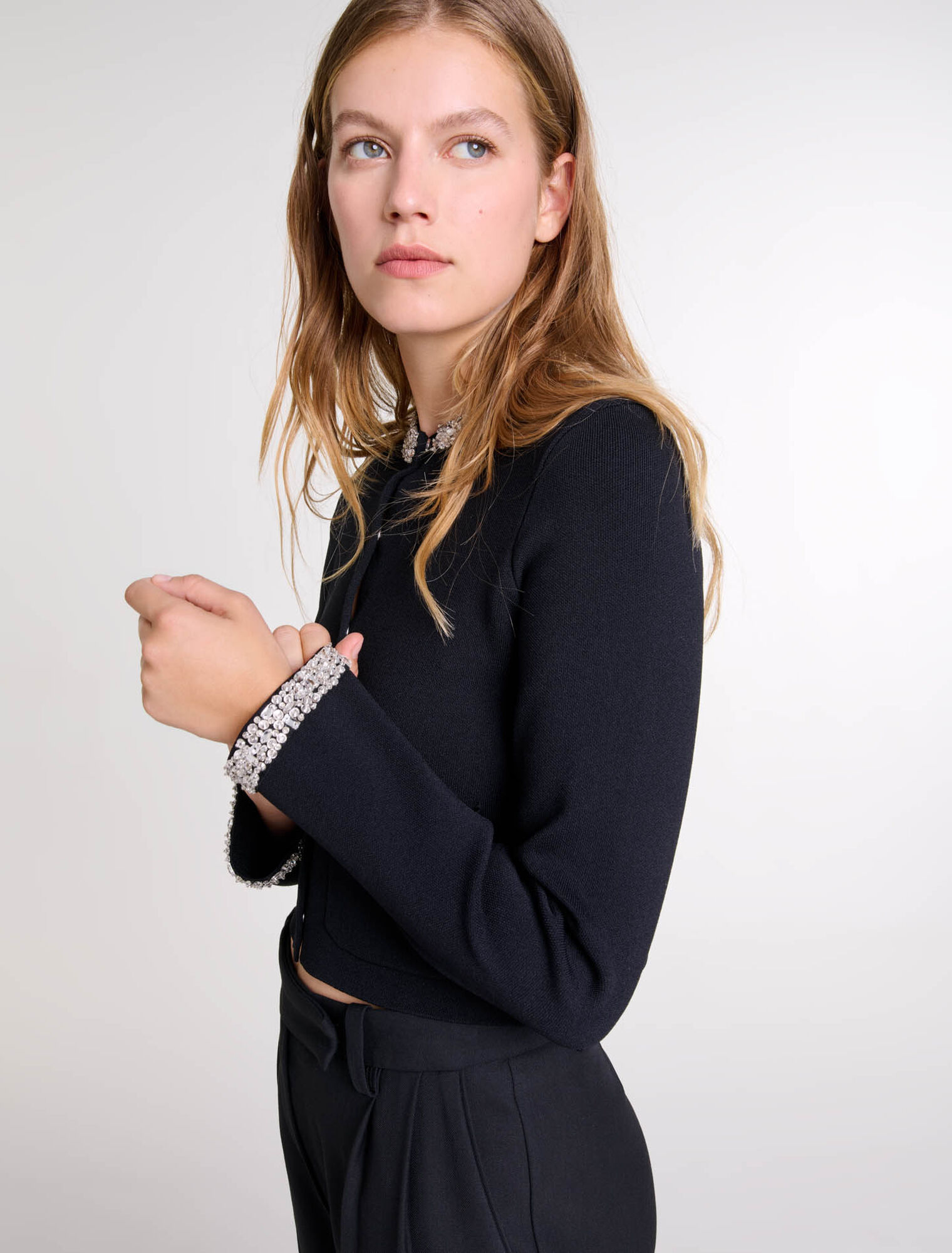 Cardigan à bords strassés