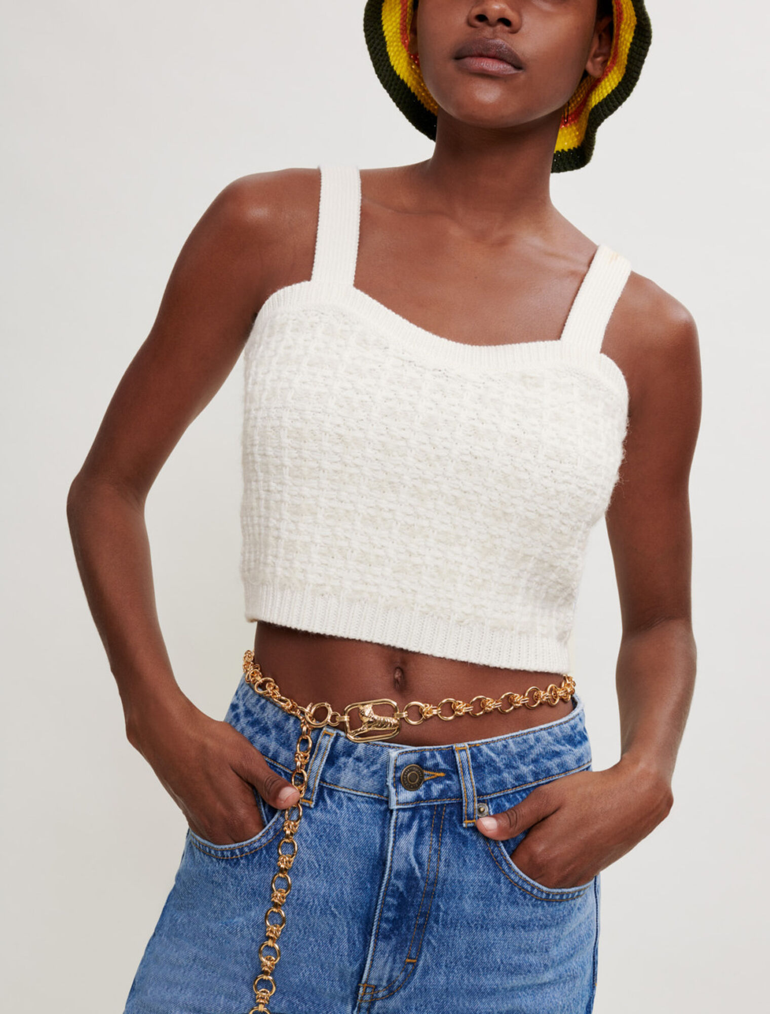 Brassière en maille façon tweed