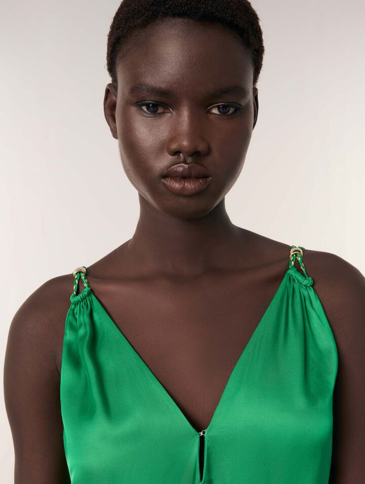 Robe longue satinée