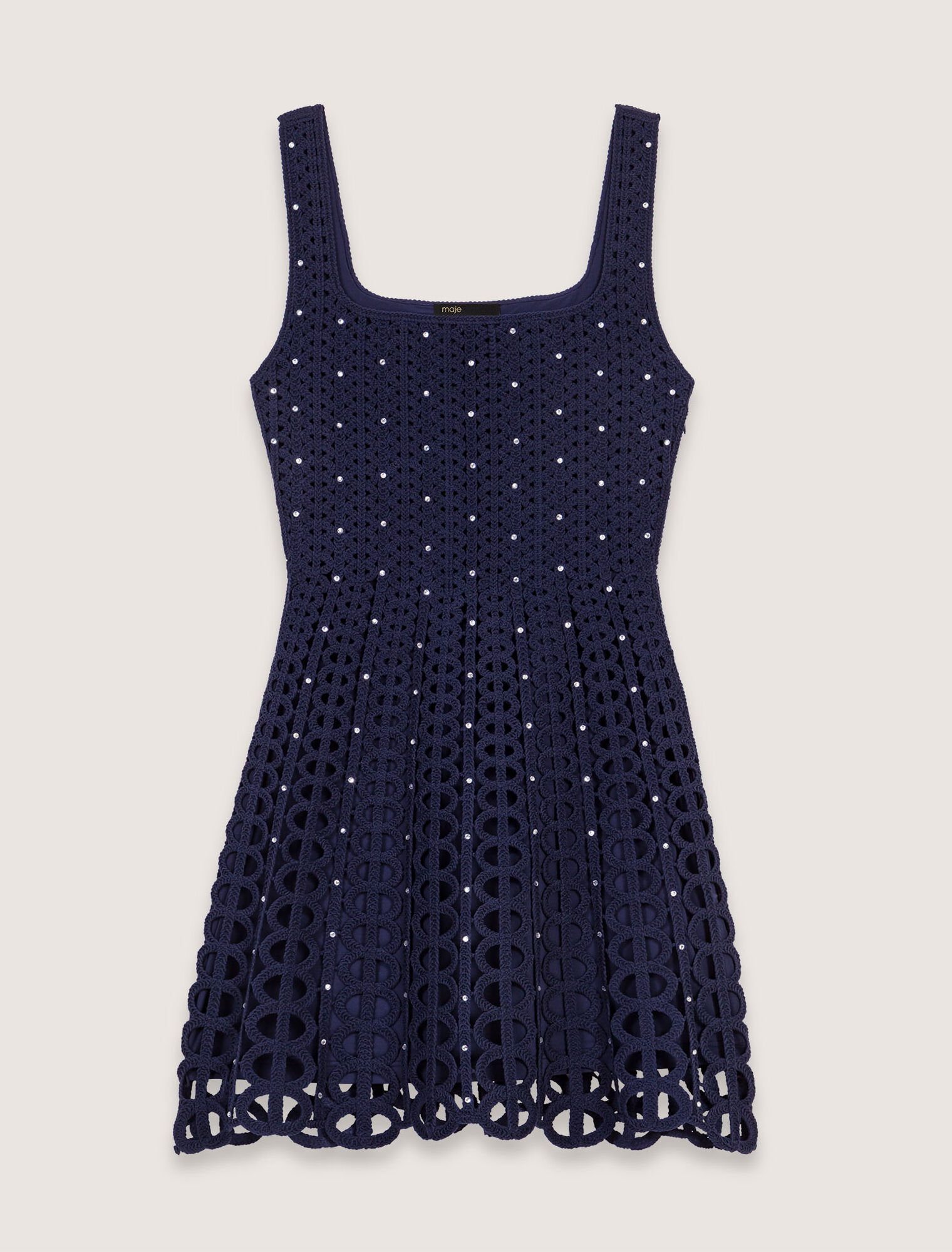 Robe courte en crochet strassée