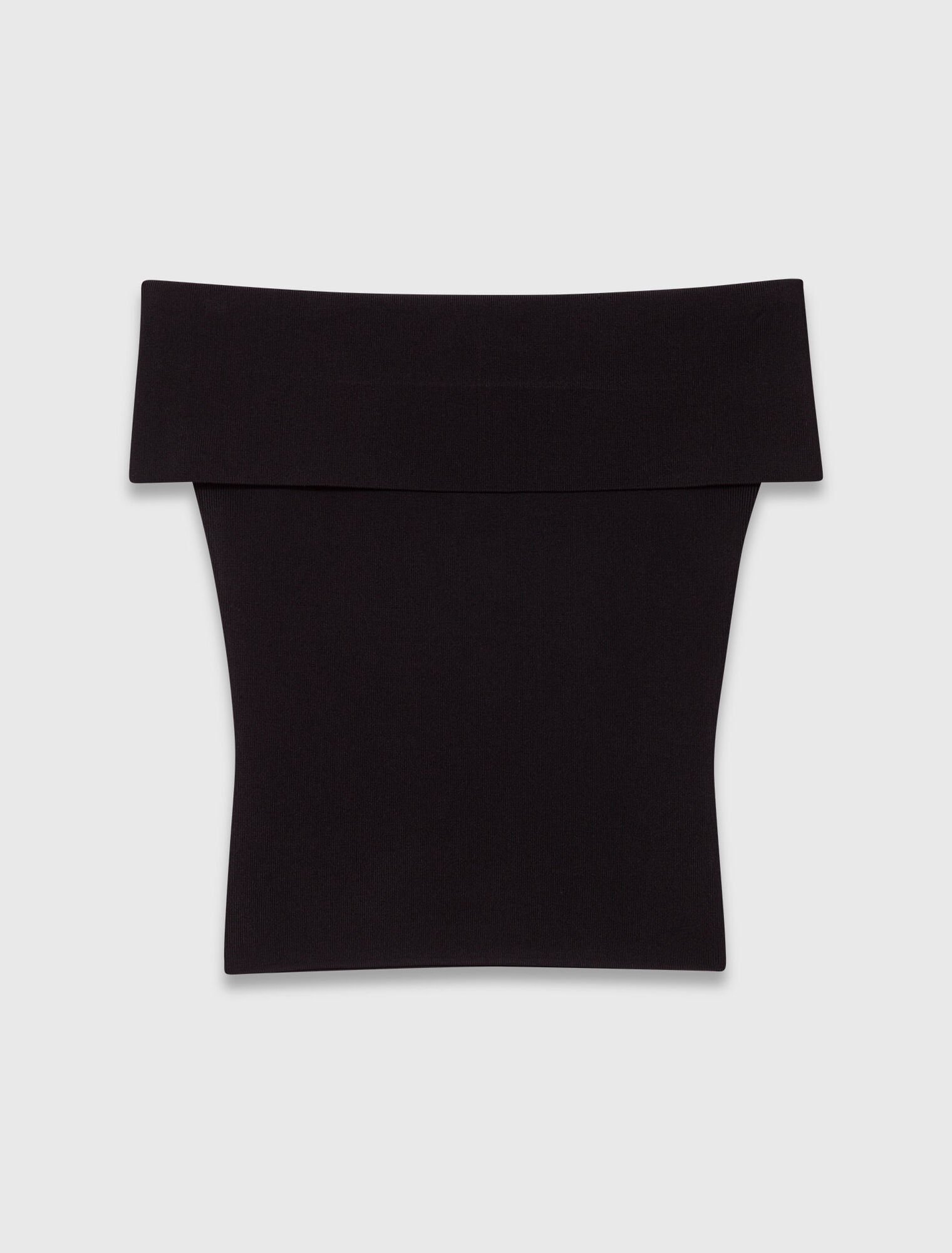 Top col bardot en maille c&ocirc;tel&eacute;e