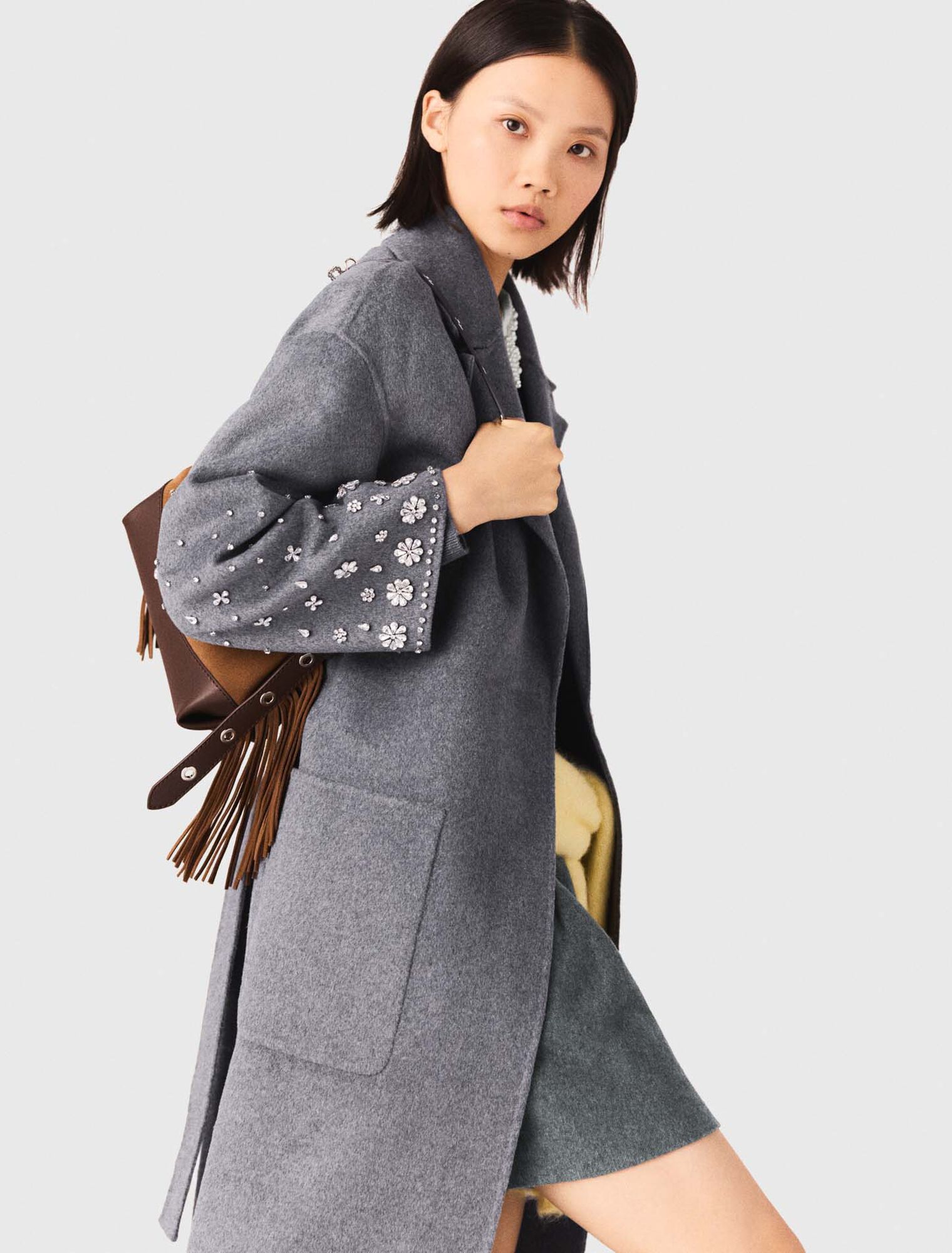 Manteau long double face et strass