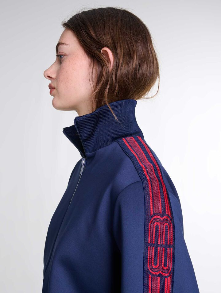 Sweat zippé à bandes
