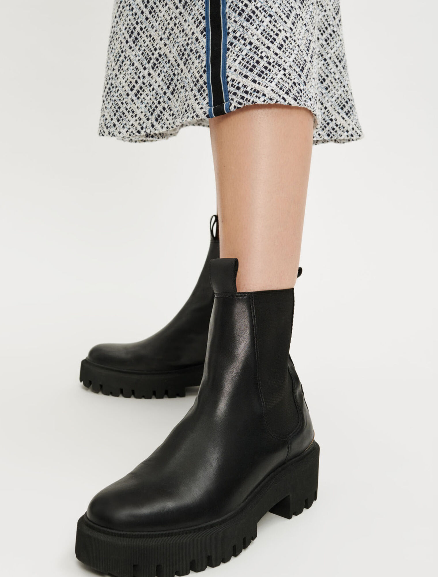 Jupe midi en tweed