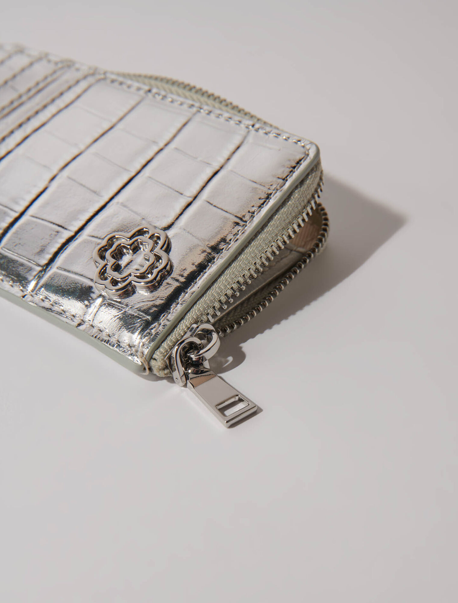 Porte carte en cuir embossé croco