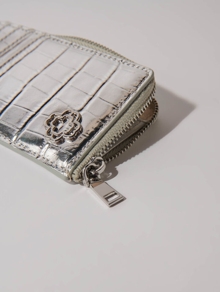 Porte carte en cuir embossé croco