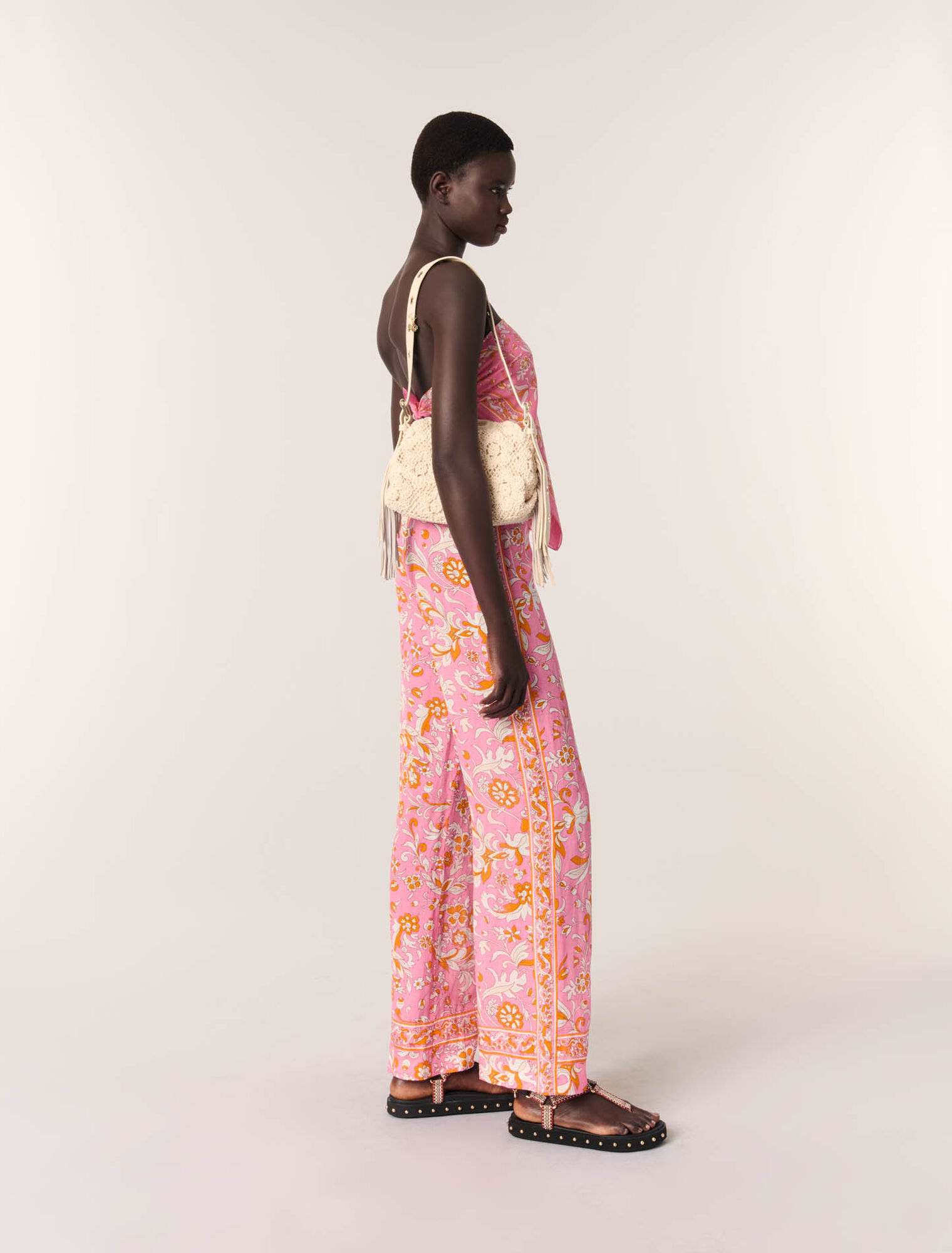 Pantalon en lin imprimé