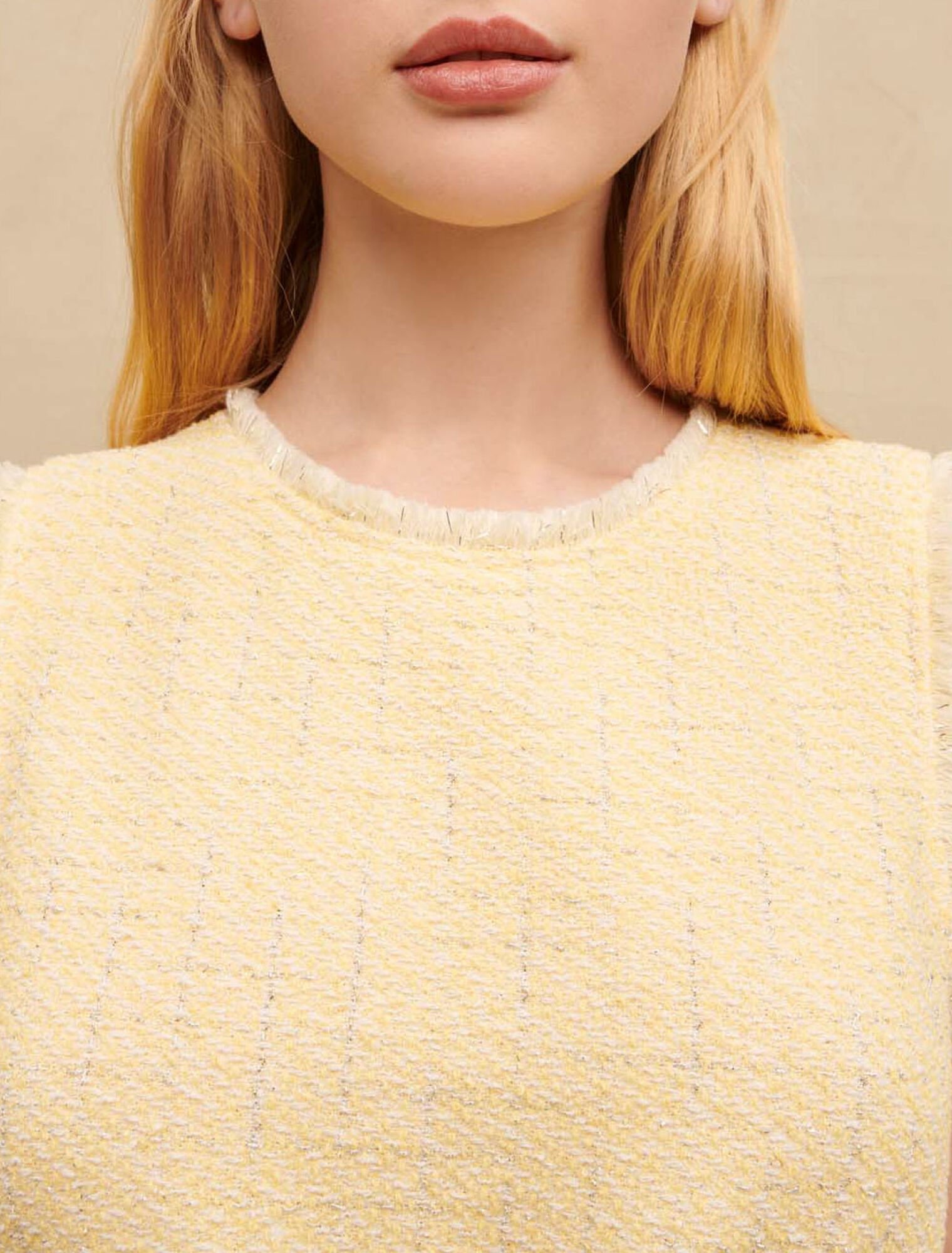 Top sans manches en tweed lurex