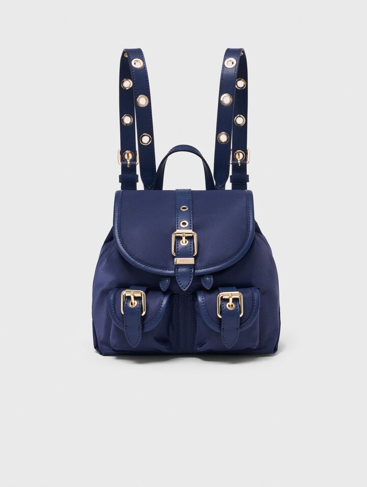 Mini sac &agrave; dos en cuir et nylon