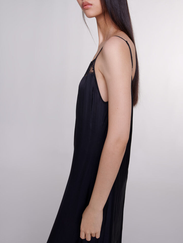 Robe longue satinée