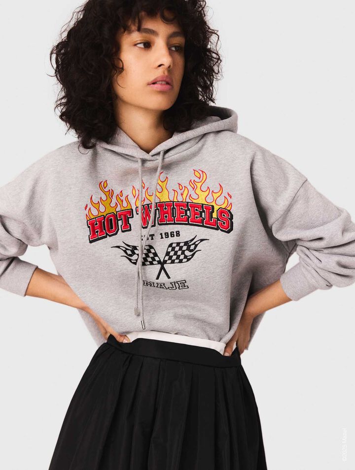 Sweatshirt crop avec logo brodé