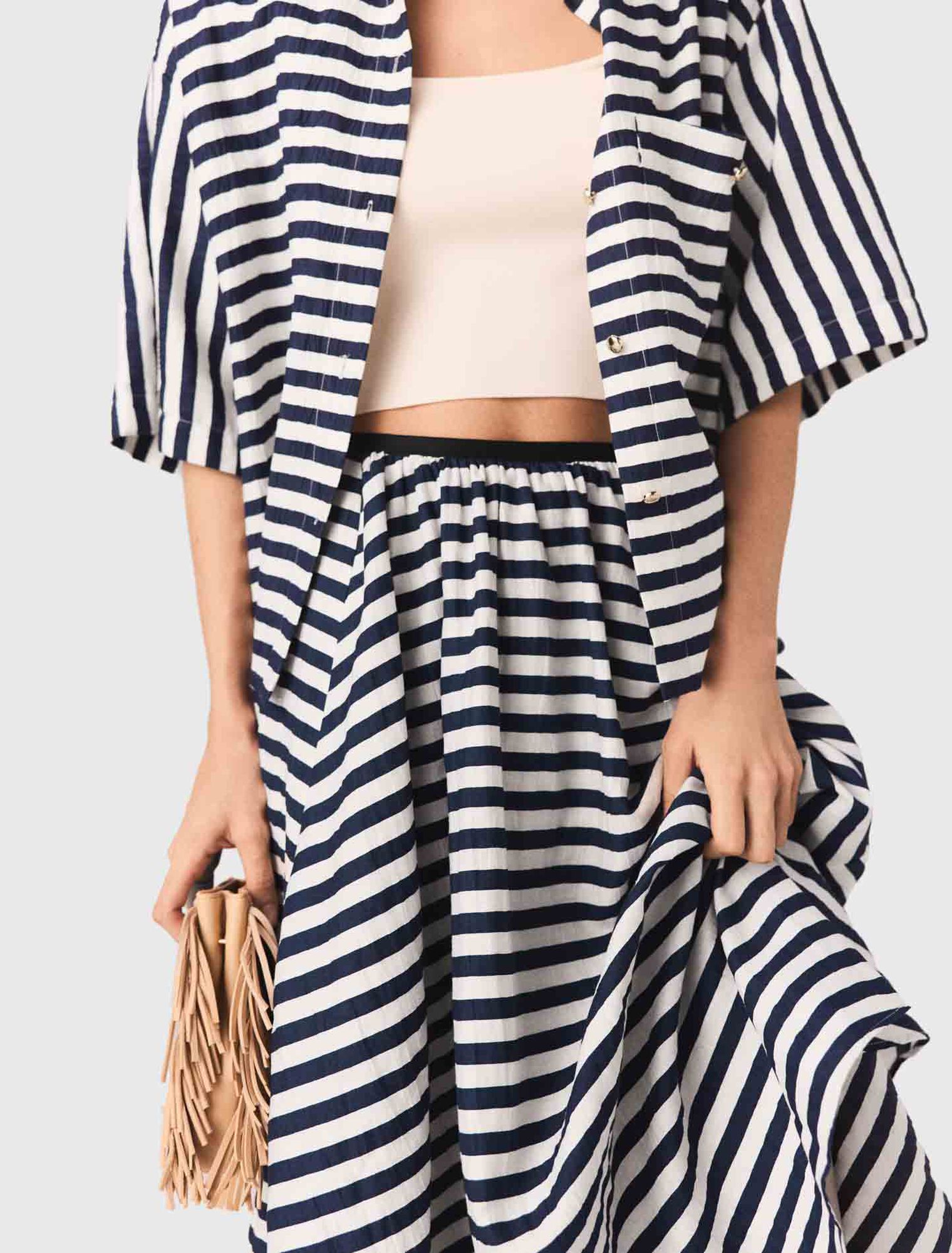 Jupe mi-longue en lin m&eacute;lang&eacute;