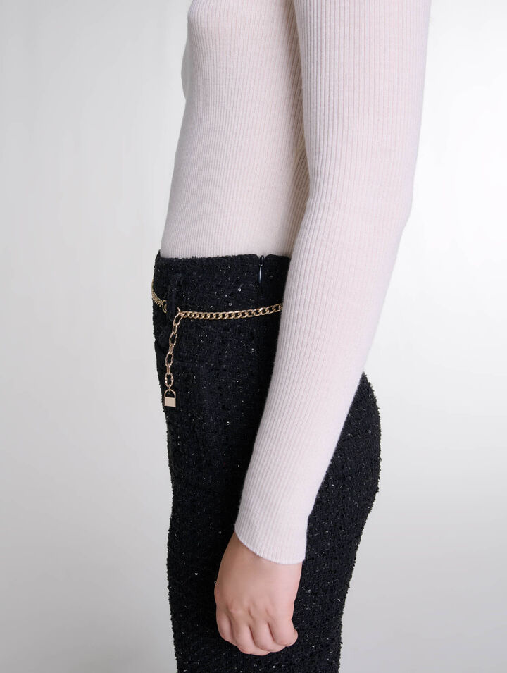 Pantalon en tweed sequins
