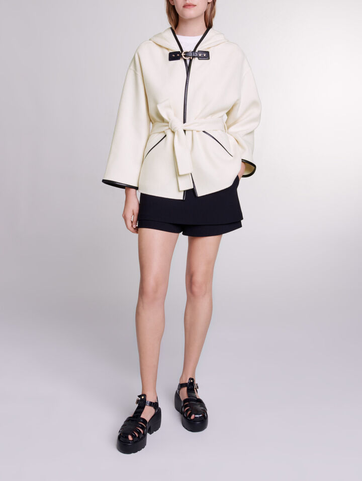 Manteau effet cape en laine
