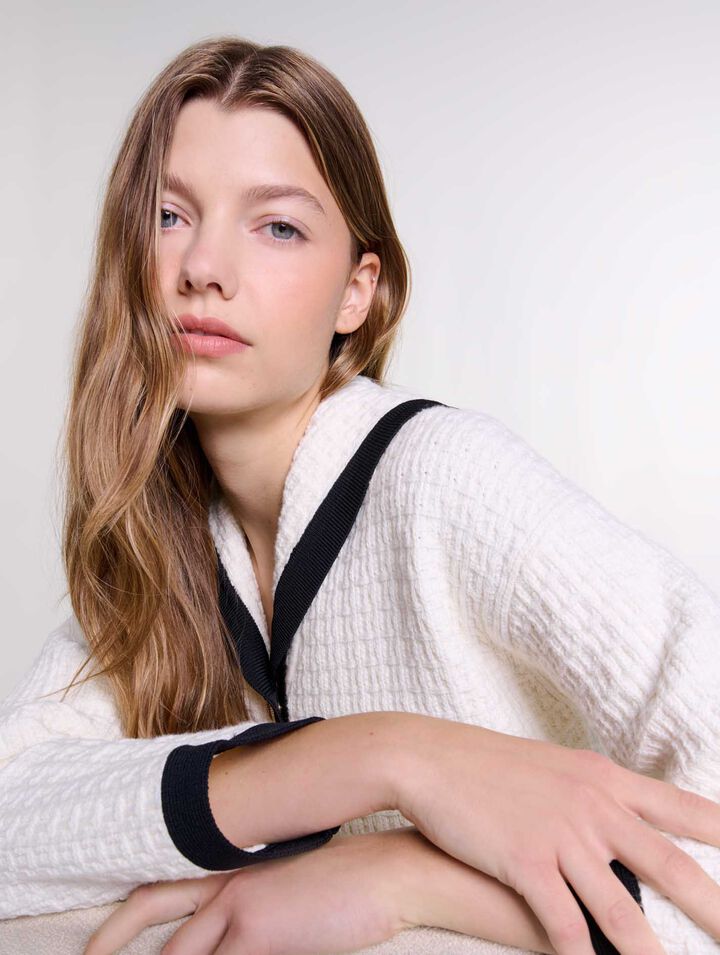 Cardigan contrasté à col