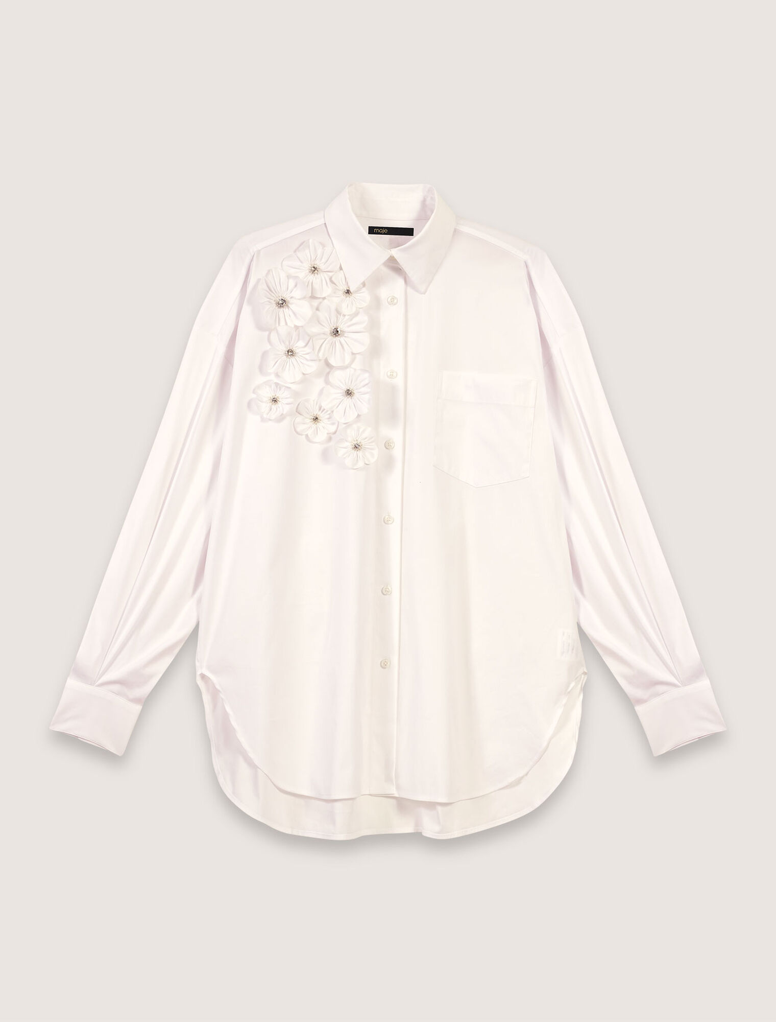 Chemise longue à fleurs brodées