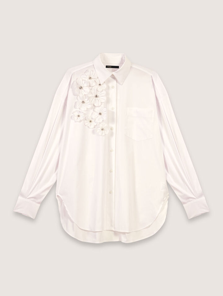 Chemise longue à fleurs brodées