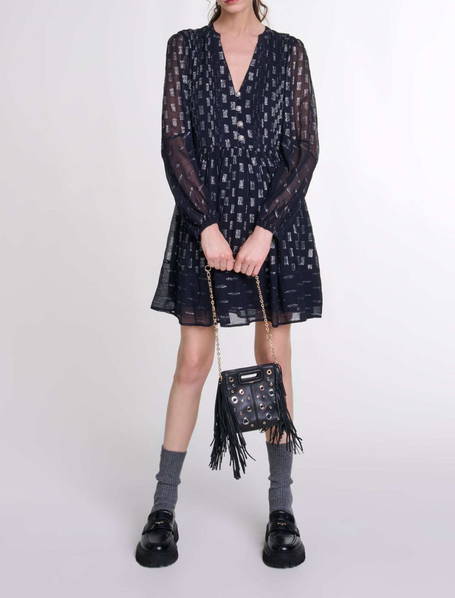 Robe courte pliss&eacute;e &agrave; imprim&eacute; fleurs