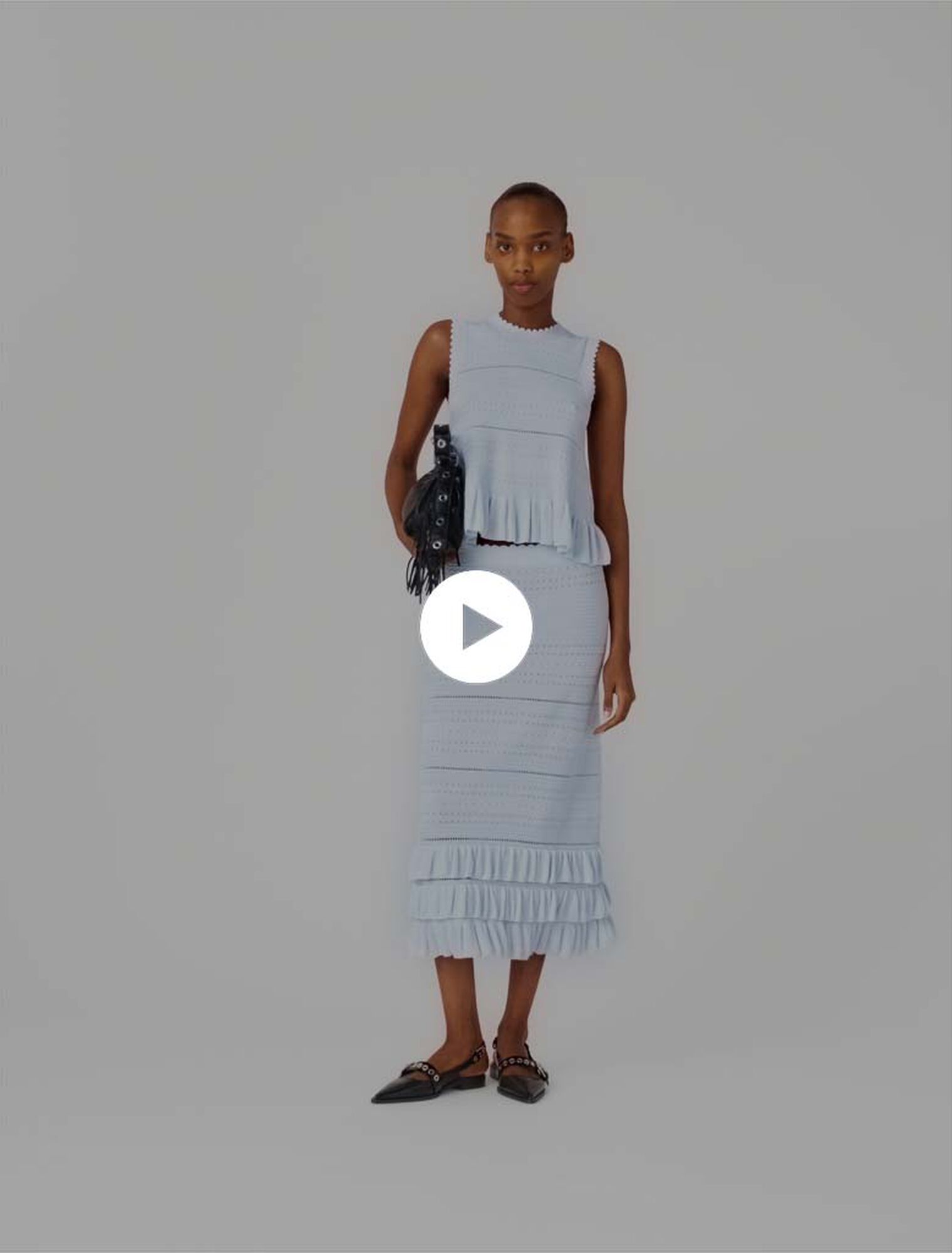 Jupe longue en maille avec volants