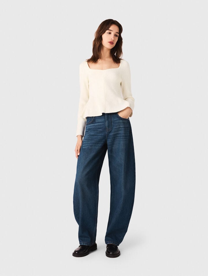 Pull en maille à taille péplum