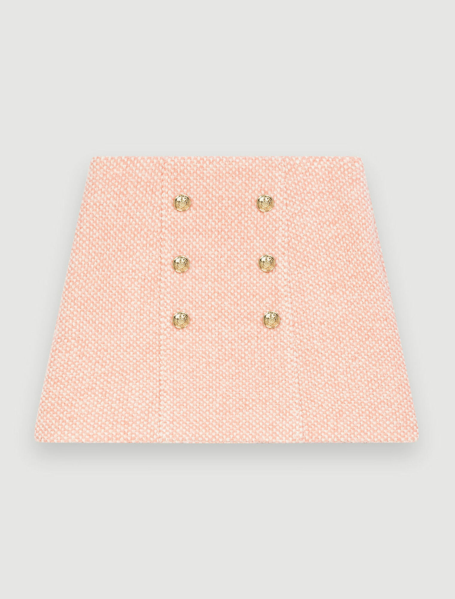 Jupe en tweed chiné rose et écru