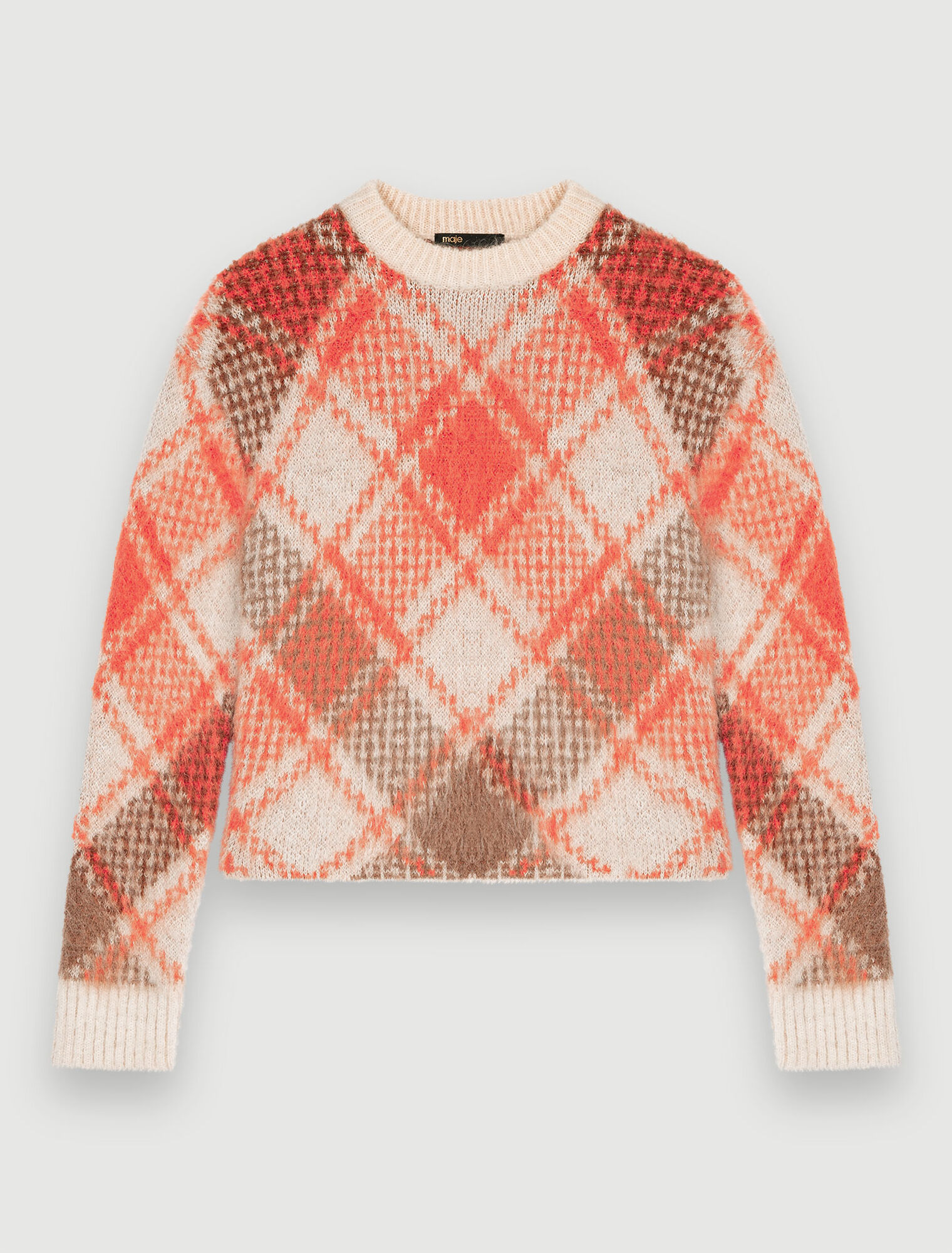 Pull fluffy en jacquard losanges