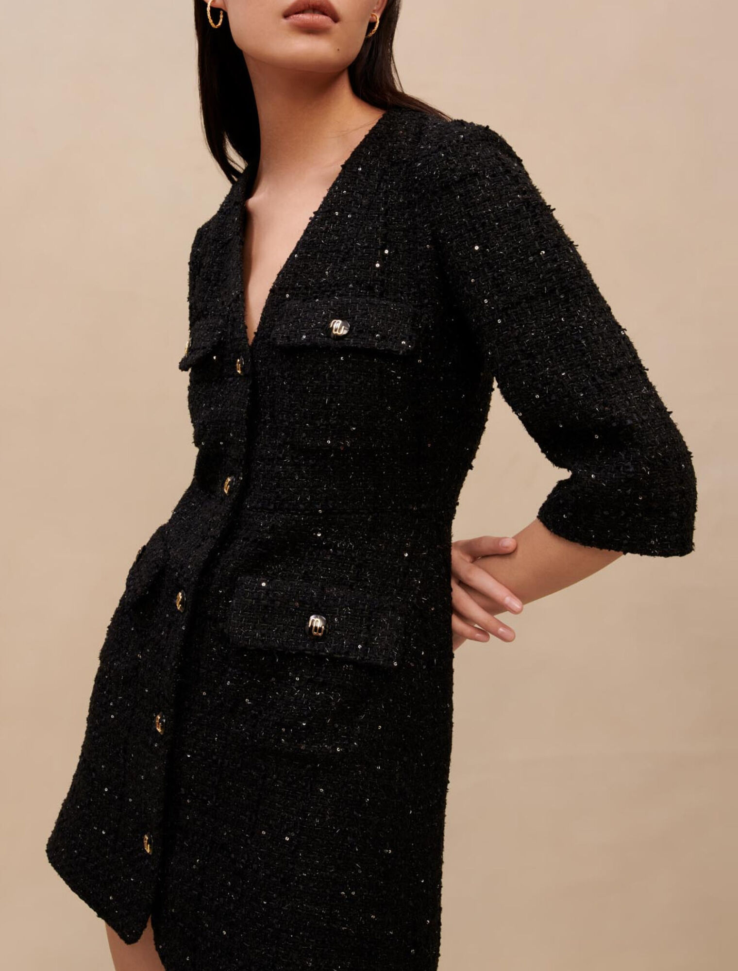 Robe courte structurée métalisée