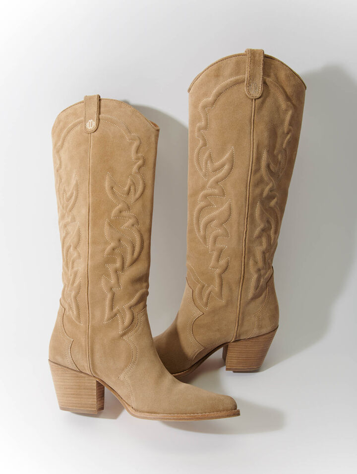 Bottes santiags en cuir brodé