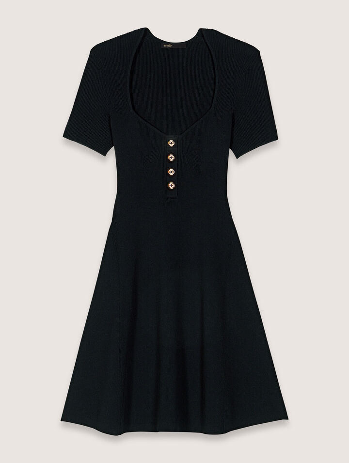 Robe courte en maille côtelée