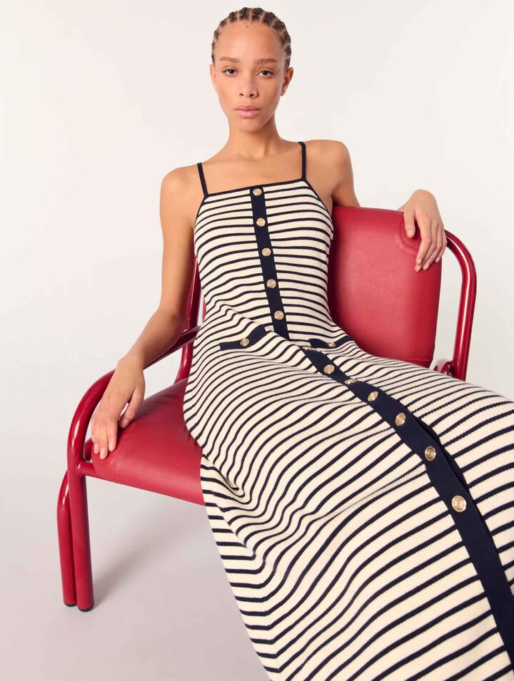 Robe longue en maille côtelée