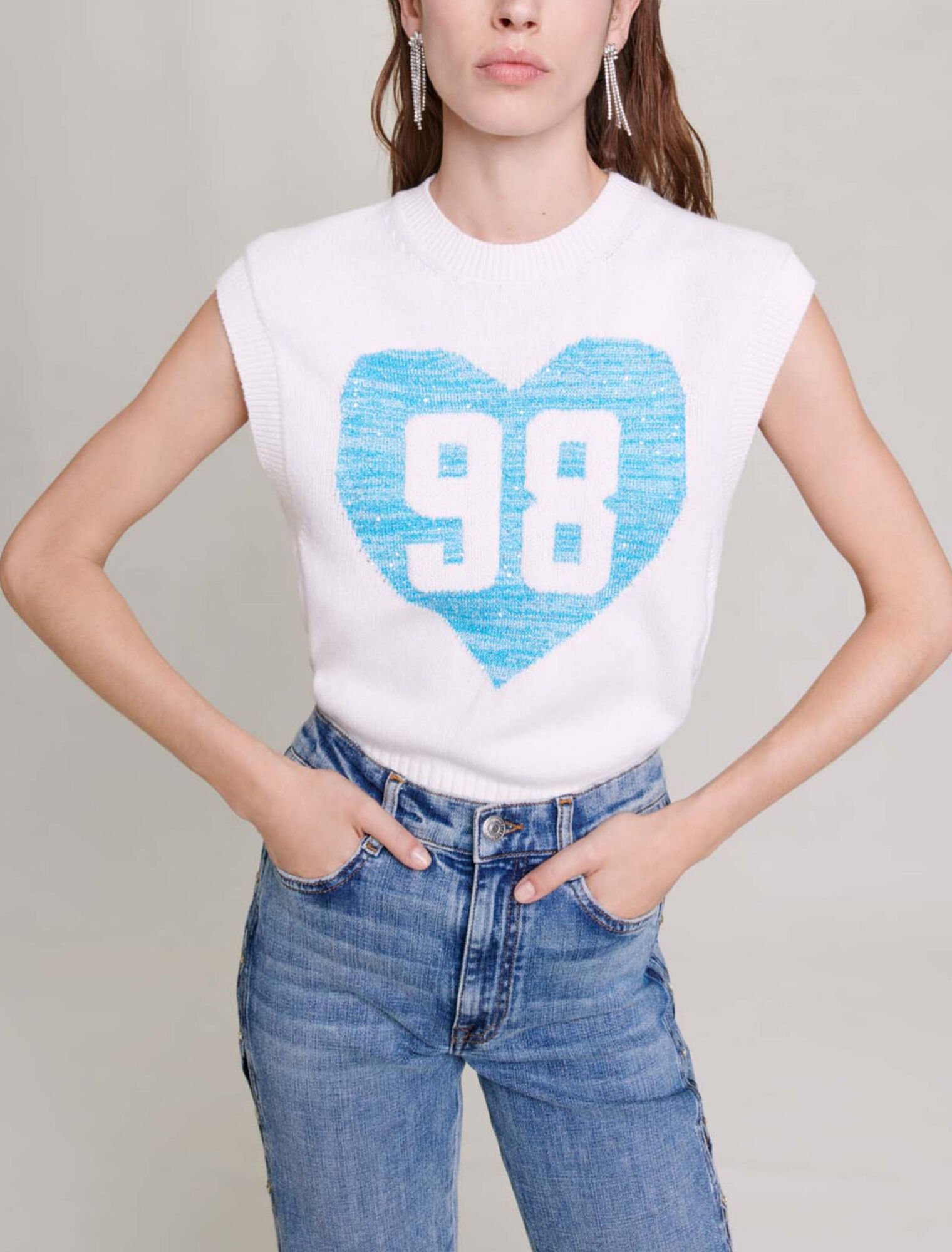 Pull sans manches cœurs