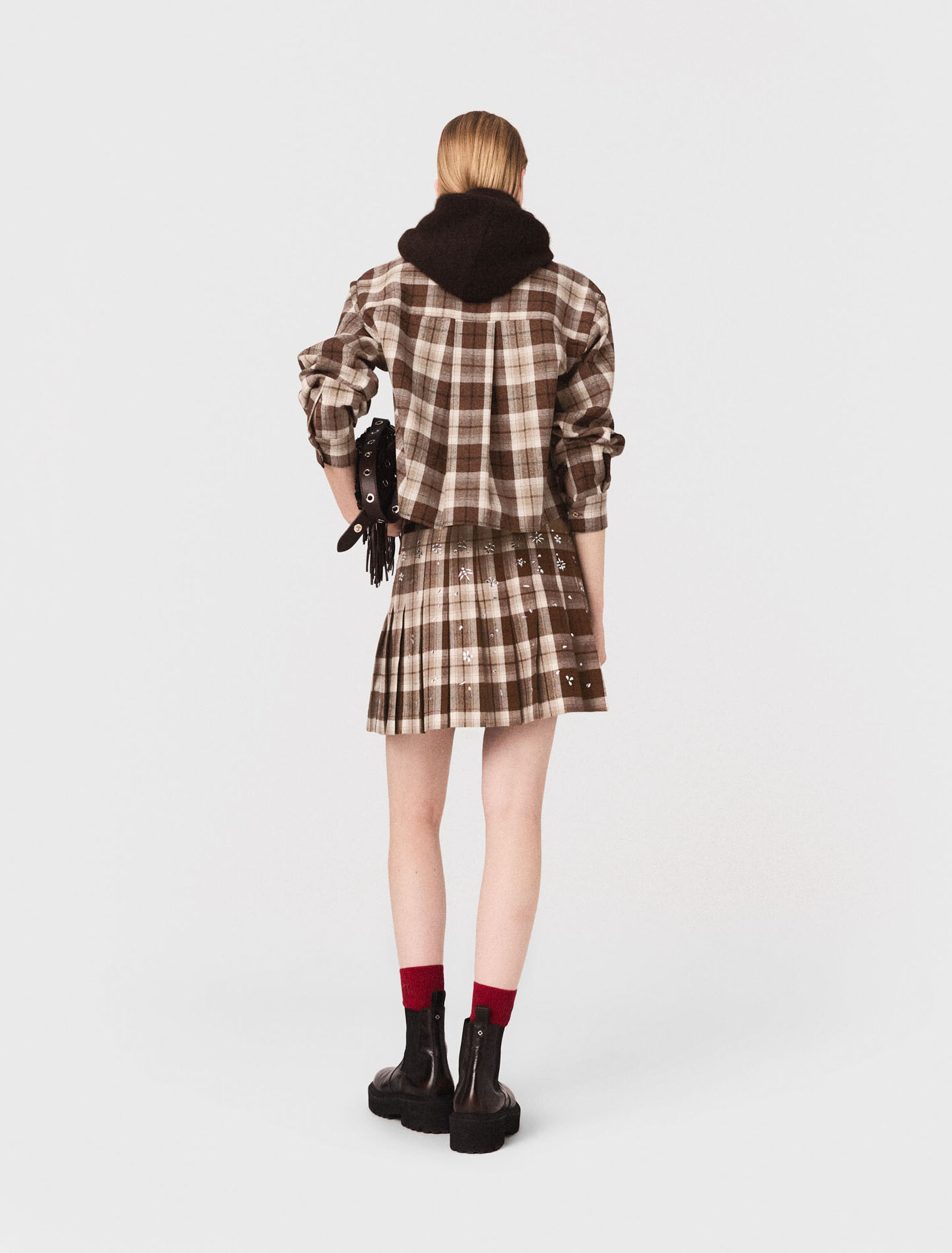 Chemise à carreaux strassée