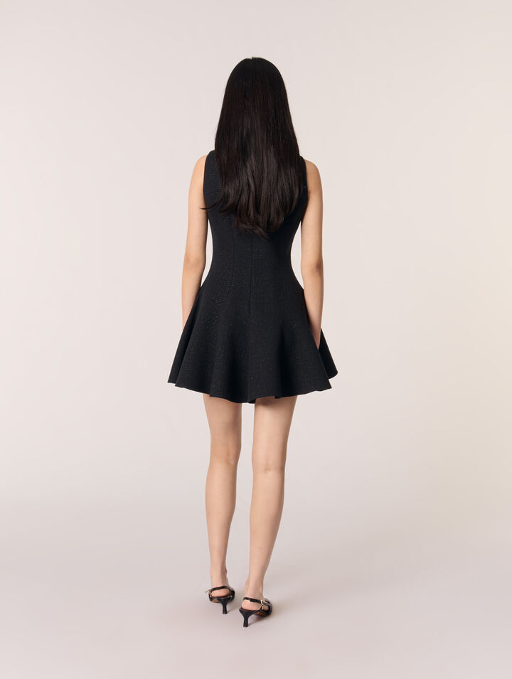 Robe courte évasée en tweed