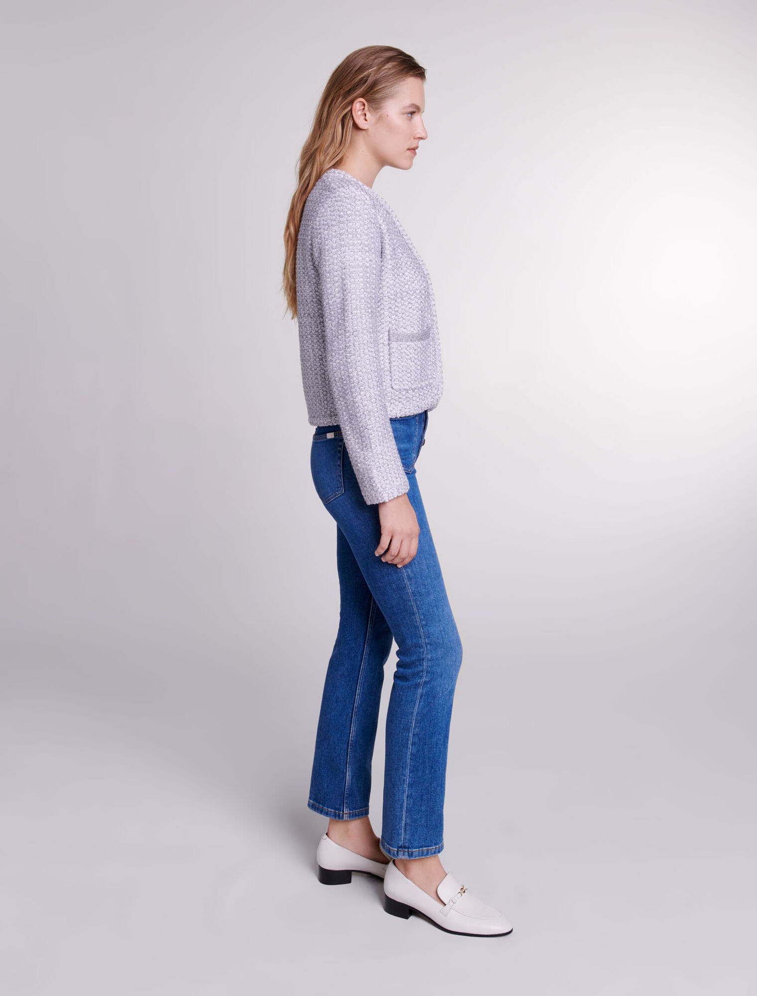 Cardigan en maille effet tweed