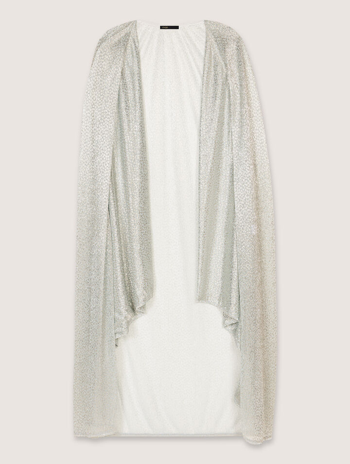 Robe longue à cape en lurex