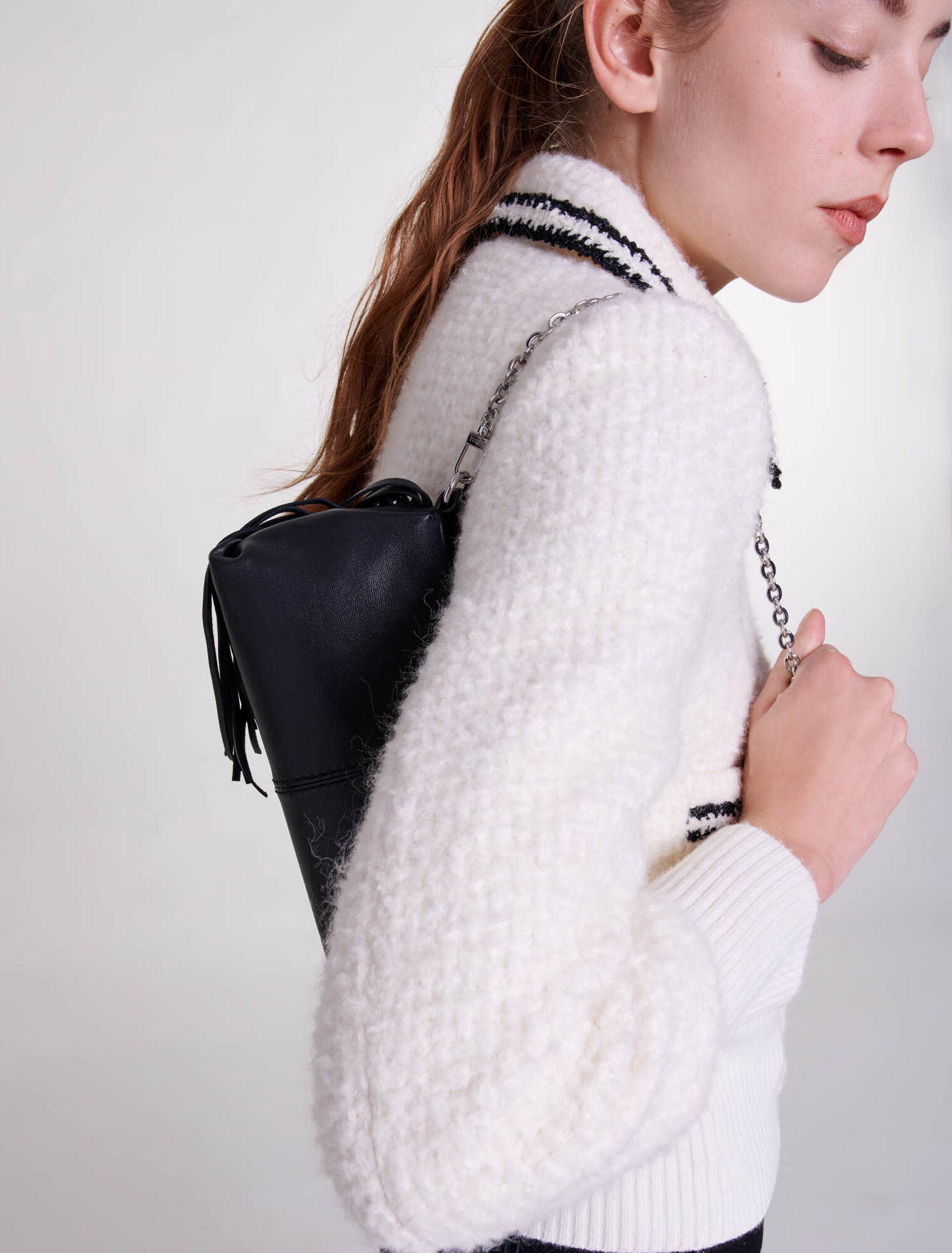 Blouson façon tweed contrasté
