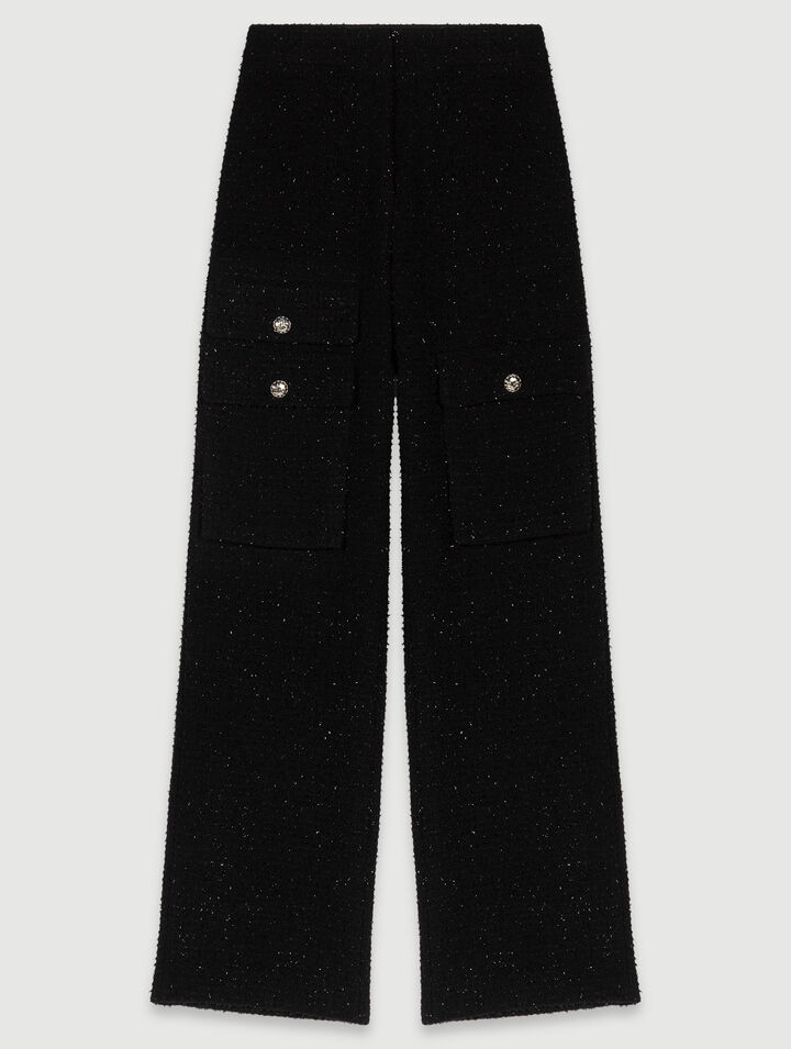 Pantalon En Tweed - Noir - Maje