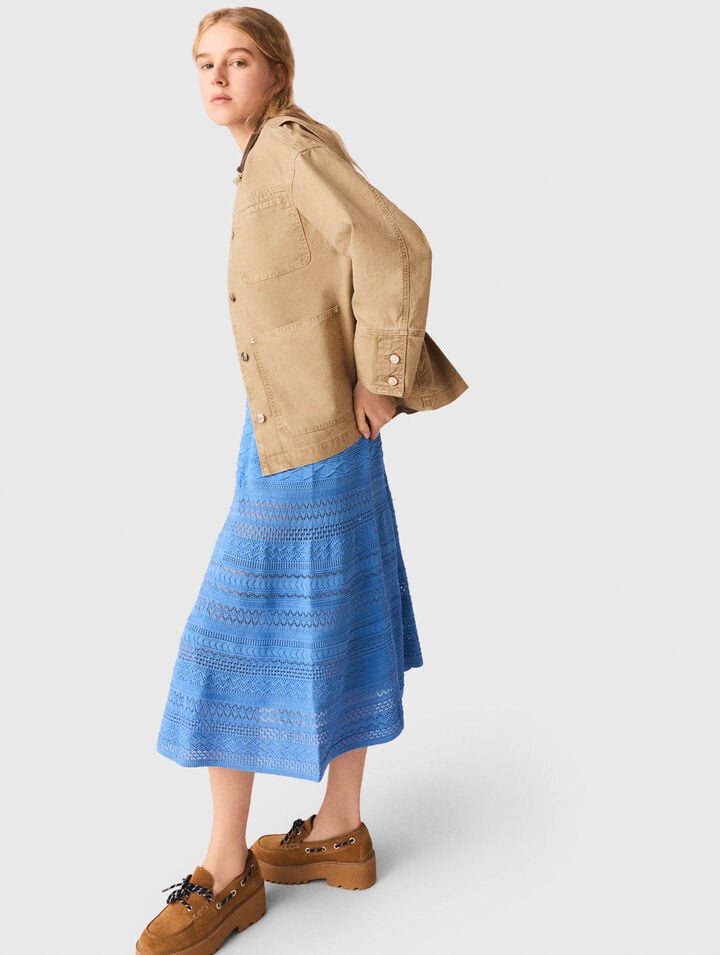 Veste en denim avec dos pliss&eacute;