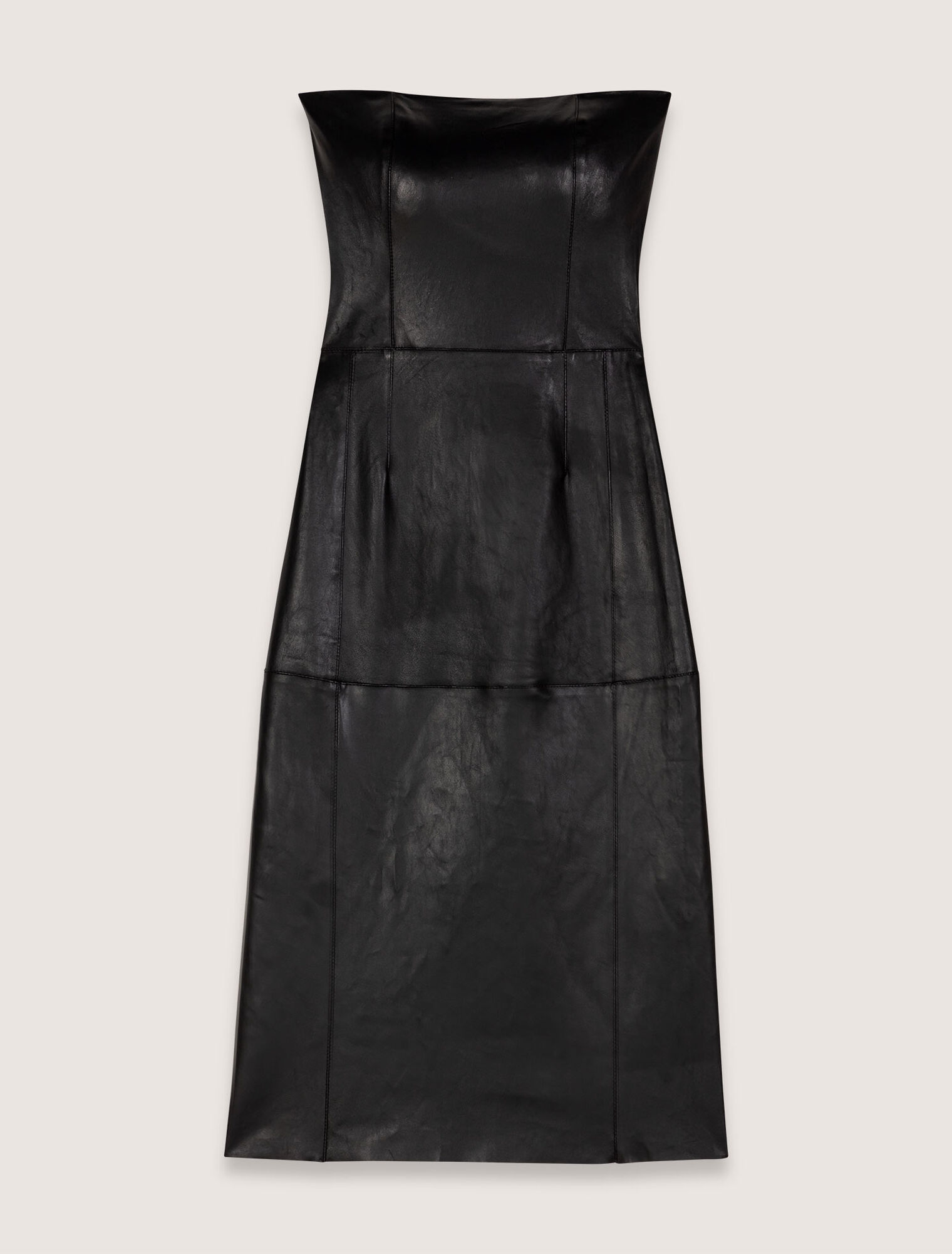 Robe bustier midi en cuir stretch