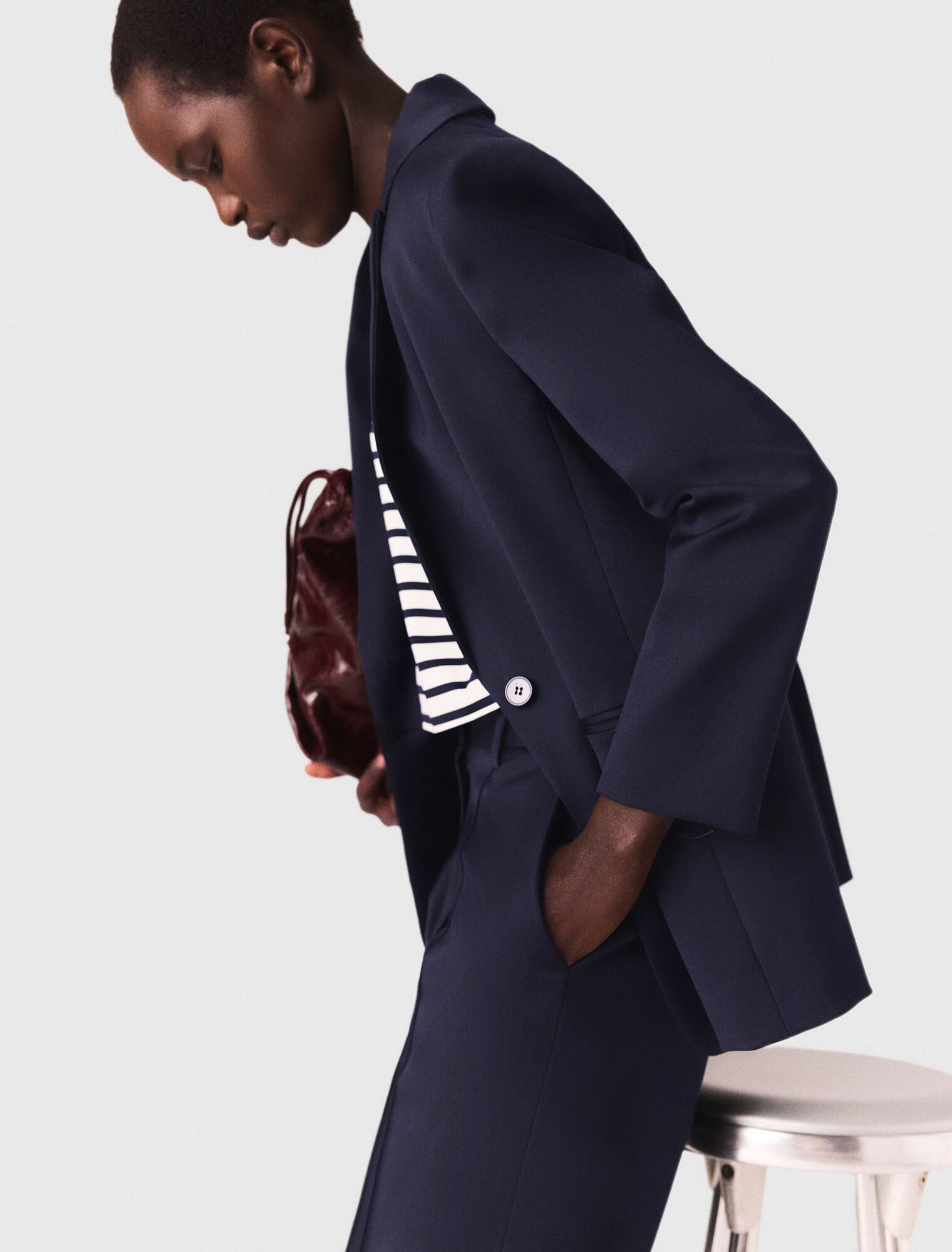 Veste tailleur avec dos plissé