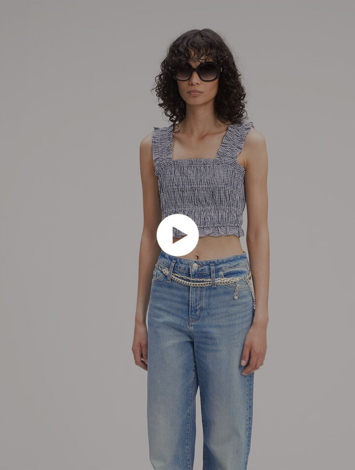 Top smock&eacute; &agrave; motif vichy