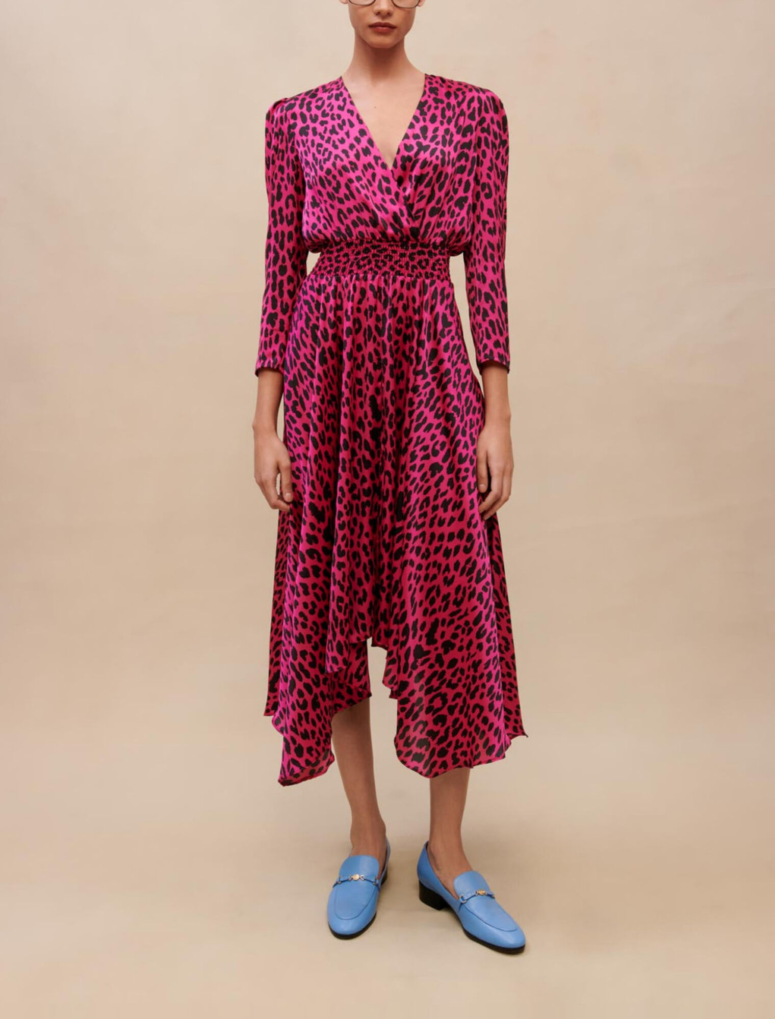 Robe asymétrique imprimée léopard