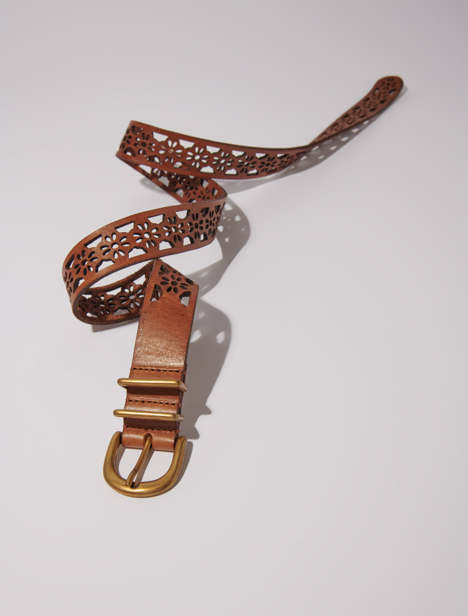 Ceinture en cuir détail fleurs